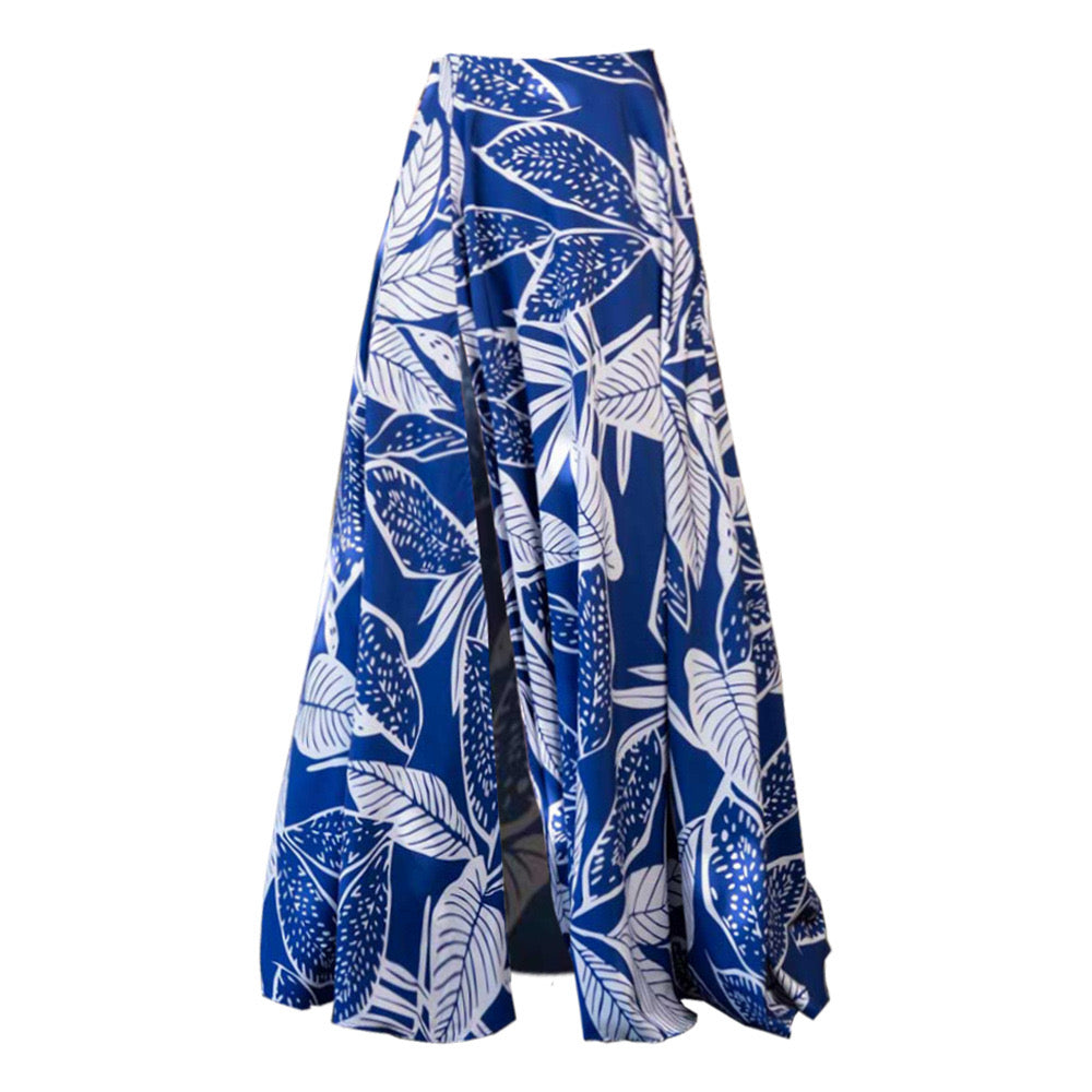 Leaf Print One Shoulder Monokini with Skirt Set